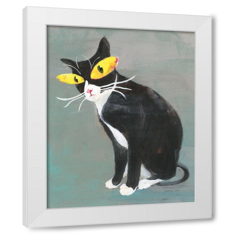 Black Kitty White Modern Wood Framed Art Print by Nai, Danhui