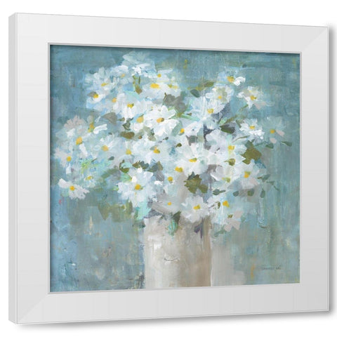 Daisies All Day White Modern Wood Framed Art Print by Nai, Danhui