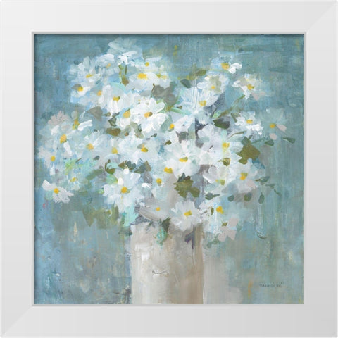 Daisies All Day White Modern Wood Framed Art Print by Nai, Danhui