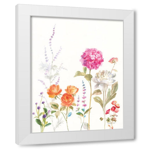 Picket Fence Flowers II White Modern Wood Framed Art Print by Nai, Danhui