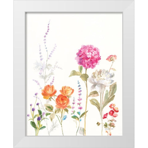 Picket Fence Flowers II White Modern Wood Framed Art Print by Nai, Danhui