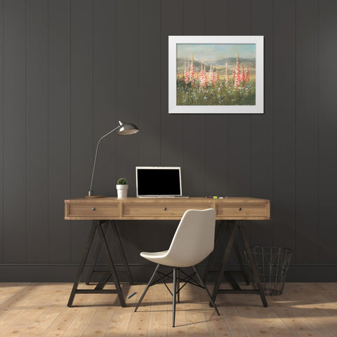 Wild Foxglove Meadow White Modern Wood Framed Art Print by Nai, Danhui