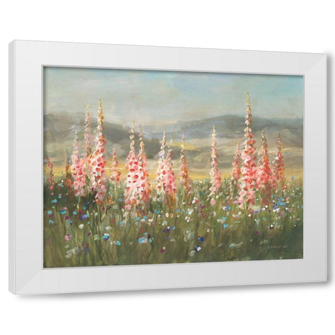 Wild Foxglove Meadow White Modern Wood Framed Art Print by Nai, Danhui