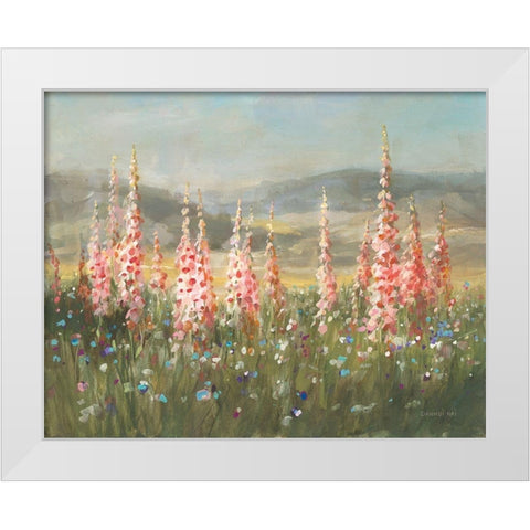 Wild Foxglove Meadow White Modern Wood Framed Art Print by Nai, Danhui