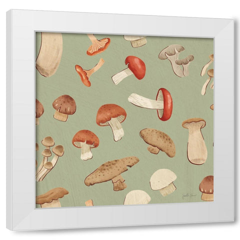 Mushroom Madness Pattern ID White Modern Wood Framed Art Print by Penner, Janelle