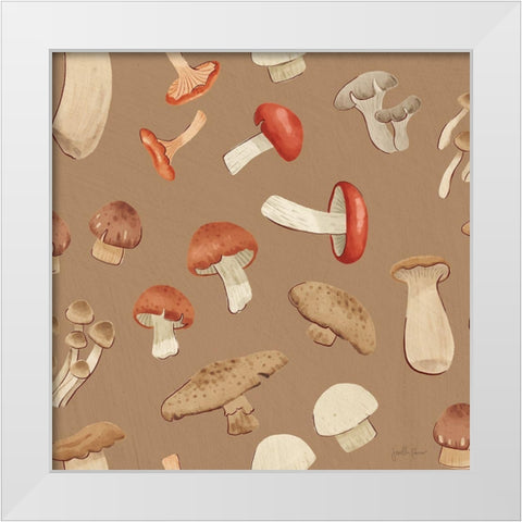 Mushroom Madness Pattern IE White Modern Wood Framed Art Print by Penner, Janelle