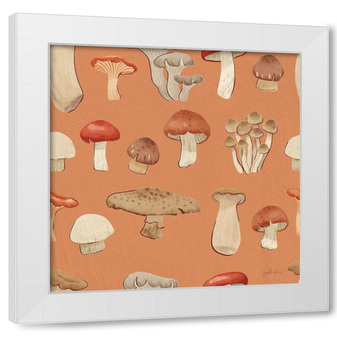 Mushroom Madness Pattern IIIB White Modern Wood Framed Art Print by Penner, Janelle