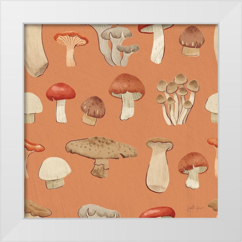 Mushroom Madness Pattern IIIB White Modern Wood Framed Art Print by Penner, Janelle