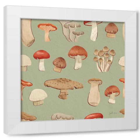 Mushroom Madness Pattern IIID White Modern Wood Framed Art Print by Penner, Janelle