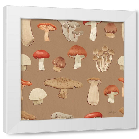 Mushroom Madness Pattern IIIE White Modern Wood Framed Art Print by Penner, Janelle