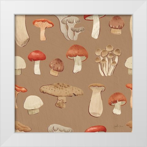 Mushroom Madness Pattern IIIE White Modern Wood Framed Art Print by Penner, Janelle