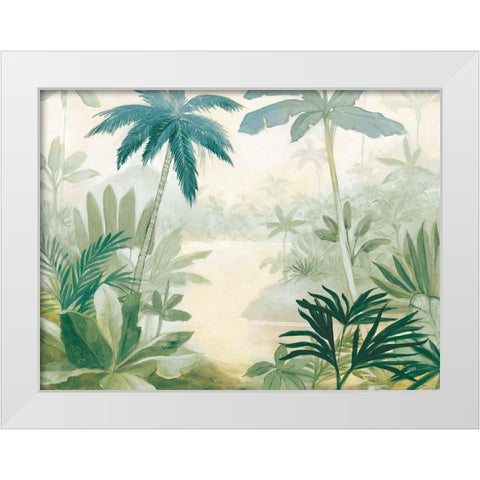 Palm Lagoon Blue White Modern Wood Framed Art Print by Purinton, Julia
