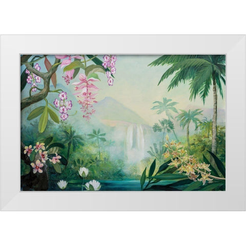 Tropical Falls White Modern Wood Framed Art Print by Purinton, Julia