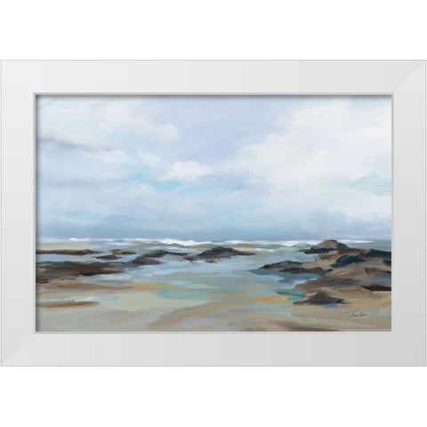 Morning Beach White Modern Wood Framed Art Print by Vassileva, Silvia