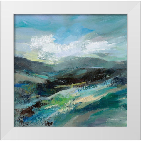Turquoise Slopes II White Modern Wood Framed Art Print by Vassileva, Silvia