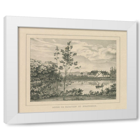 French Park Etching I White Modern Wood Framed Art Print by Wild Apple Portfolio