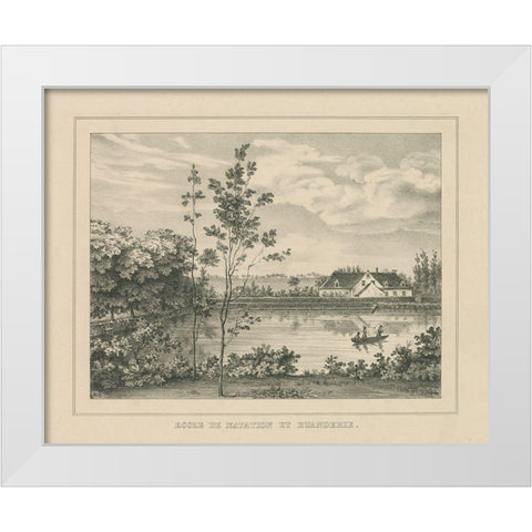 French Park Etching I White Modern Wood Framed Art Print by Wild Apple Portfolio
