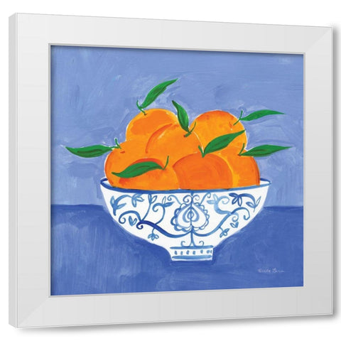 Orange Still Life White Modern Wood Framed Art Print by Zaman, Farida