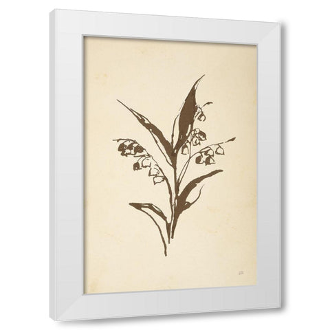 Vintage Line Lily of the Valley I White Modern Wood Framed Art Print by Paschke, Chris