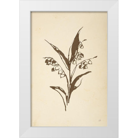 Vintage Line Lily of the Valley I White Modern Wood Framed Art Print by Paschke, Chris