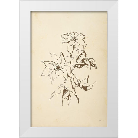 Vintage Line Clematis White Modern Wood Framed Art Print by Paschke, Chris