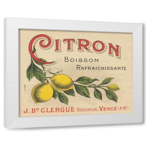 Lemon Label White Modern Wood Framed Art Print by Wild Apple Portfolio