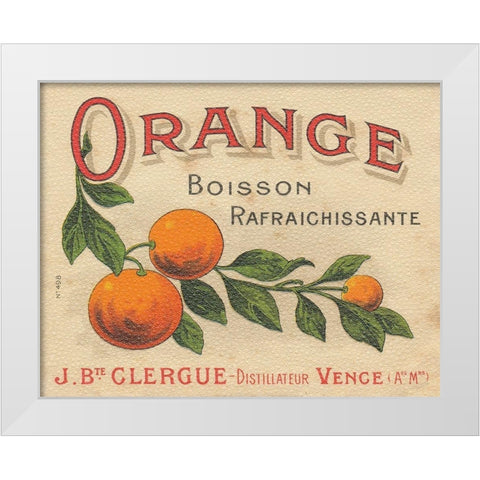 Orange Label White Modern Wood Framed Art Print by Wild Apple Portfolio