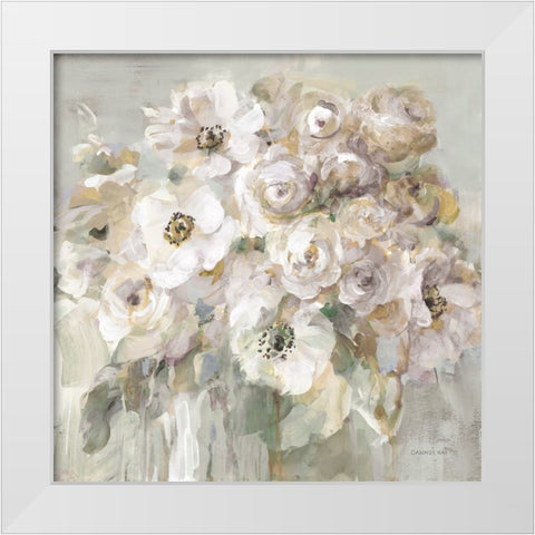 Blushing Bouquet Neutral White Modern Wood Framed Art Print by Nai, Danhui