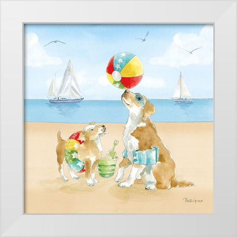 Summer Fun at the Beach II White Modern Wood Framed Art Print by Grove, Beth