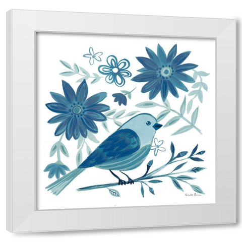 Blue Bird I White Modern Wood Framed Art Print by Zaman, Farida