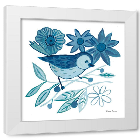 Blue Bird III White Modern Wood Framed Art Print by Zaman, Farida