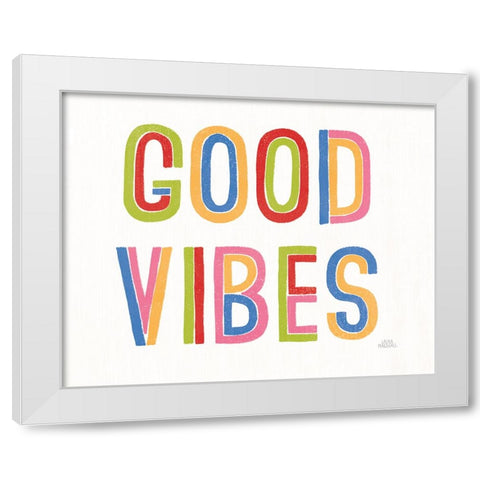 Rainbow Words I Crop White Modern Wood Framed Art Print by Marshall, Laura