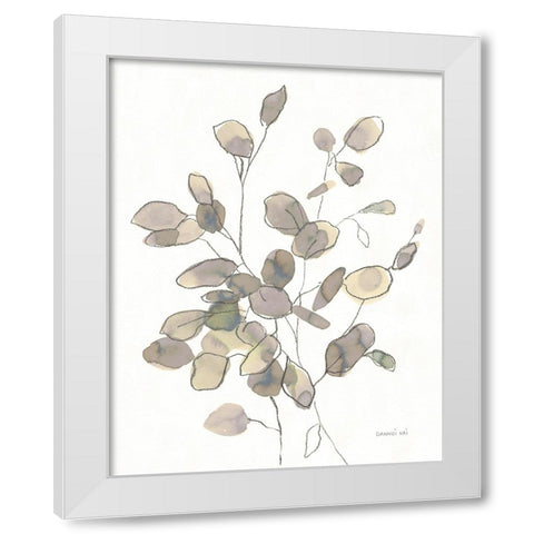 Transparent Leaves Dark White Modern Wood Framed Art Print by Nai, Danhui