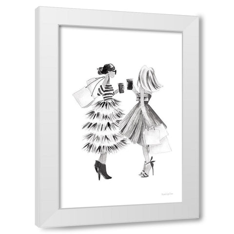 Paris Girlfriends II BW White Modern Wood Framed Art Print by Charro, Mercedes Lopez