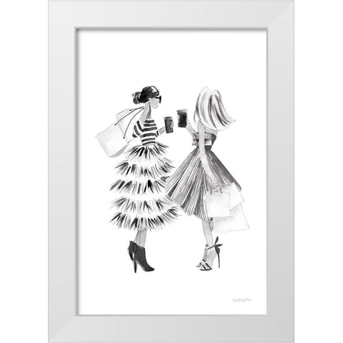 Paris Girlfriends II BW White Modern Wood Framed Art Print by Charro, Mercedes Lopez