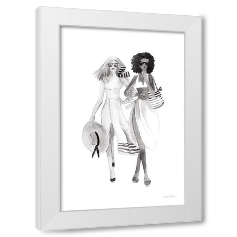 Paris Girlfriends IV BW White Modern Wood Framed Art Print by Charro, Mercedes Lopez
