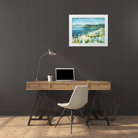 Wild Daisy Bay White Modern Wood Framed Art Print by Nai, Danhui