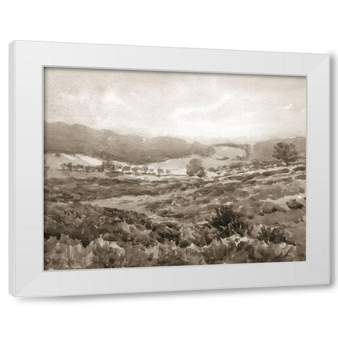 Field of Flowers Sepia White Modern Wood Framed Art Print by Wild Apple Portfolio