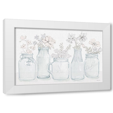 Peaceful Petals I Blue Gray White Modern Wood Framed Art Print by Grove, Beth