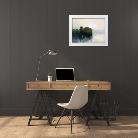 Murmuring Shore Olive Green White Modern Wood Framed Art Print by Purinton, Julia