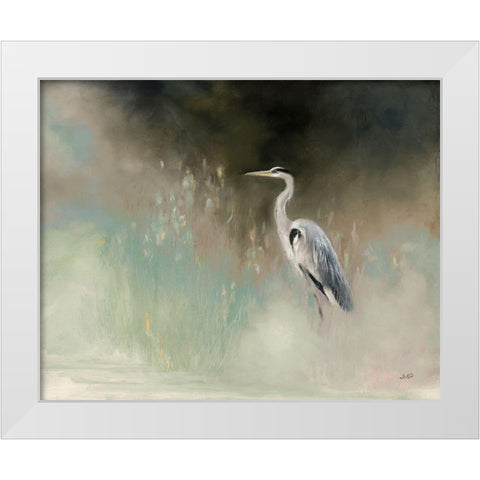 Peaceful Egret Teal White Modern Wood Framed Art Print by Purinton, Julia