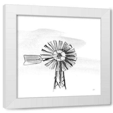 Windmill VI BW White Modern Wood Framed Art Print by Paschke, Chris