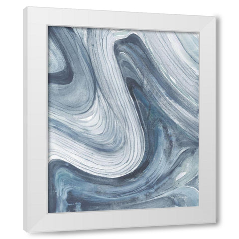 Swirl II Blue Gray White Modern Wood Framed Art Print by Hristova, Albena