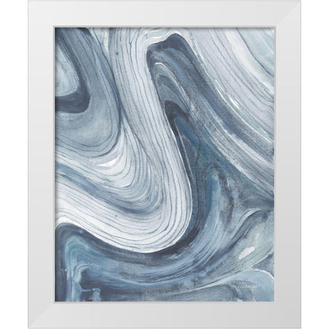 Swirl II Blue Gray White Modern Wood Framed Art Print by Hristova, Albena