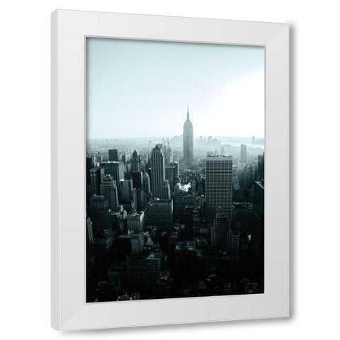 Empire Blue Gray White Modern Wood Framed Art Print by Aledanda