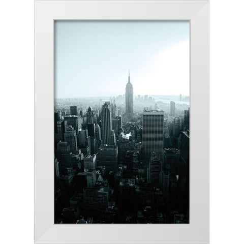 Empire Blue Gray White Modern Wood Framed Art Print by Aledanda