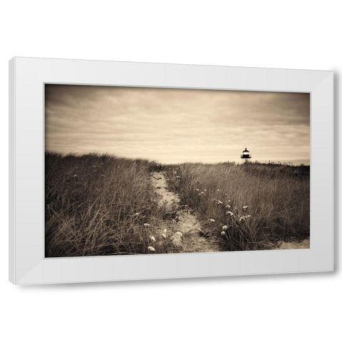 Nantucket Light Sepia White Modern Wood Framed Art Print by Aledanda