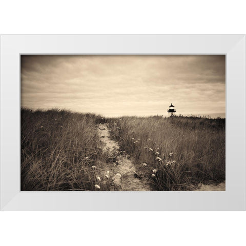 Nantucket Light Sepia White Modern Wood Framed Art Print by Aledanda