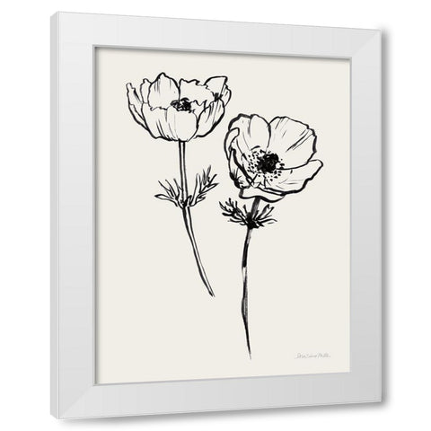Ink Anemones I Black White Modern Wood Framed Art Print by Miller, Sara Zieve