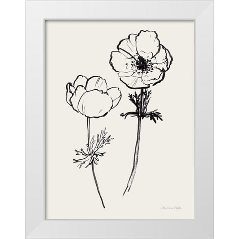 Ink Anemones II Black White Modern Wood Framed Art Print by Miller, Sara Zieve